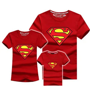 AD/1 предмет, одинаковые футболки для семьи с суперменом качественная хлопковая летняя одежда для мамы и дочки, папы и сына мама и я - Цвет: Красный