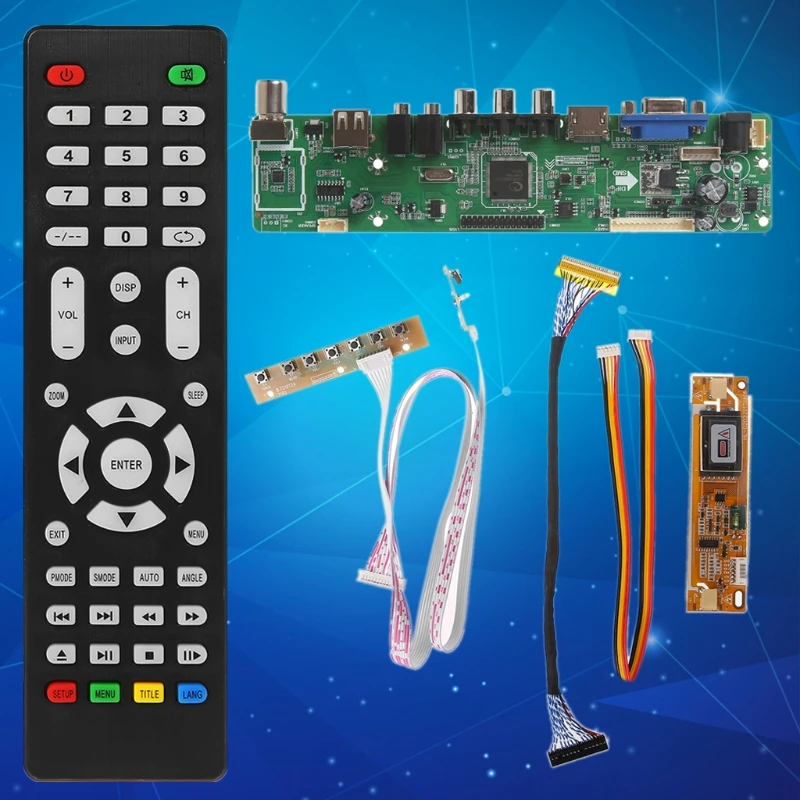 

V56 LCD TV Controller Driver Board PC/VGA/HDMI/USB Interface + 7 Key Board Kit