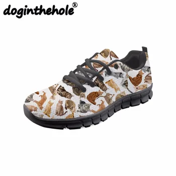 

doginthehole Sport Sneaker for Women Cute Siamese Cat Dog Printing Running Shoes Ladies Outdoor Mesh Flats Sport Shoes Summer