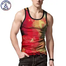 Мода уличная хип хоп Рок без рукавов фитнес жилет для мужчин бодибилдинг одежда Новинка 3d геометрические печатные свободные майки топы
