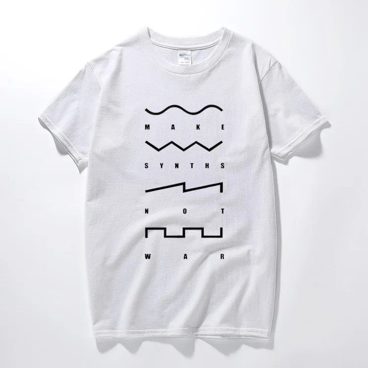  Make Synths Not War T Shirt Club Party Disco Roland Analogue Moog Keyboard Juno new fashion streetw