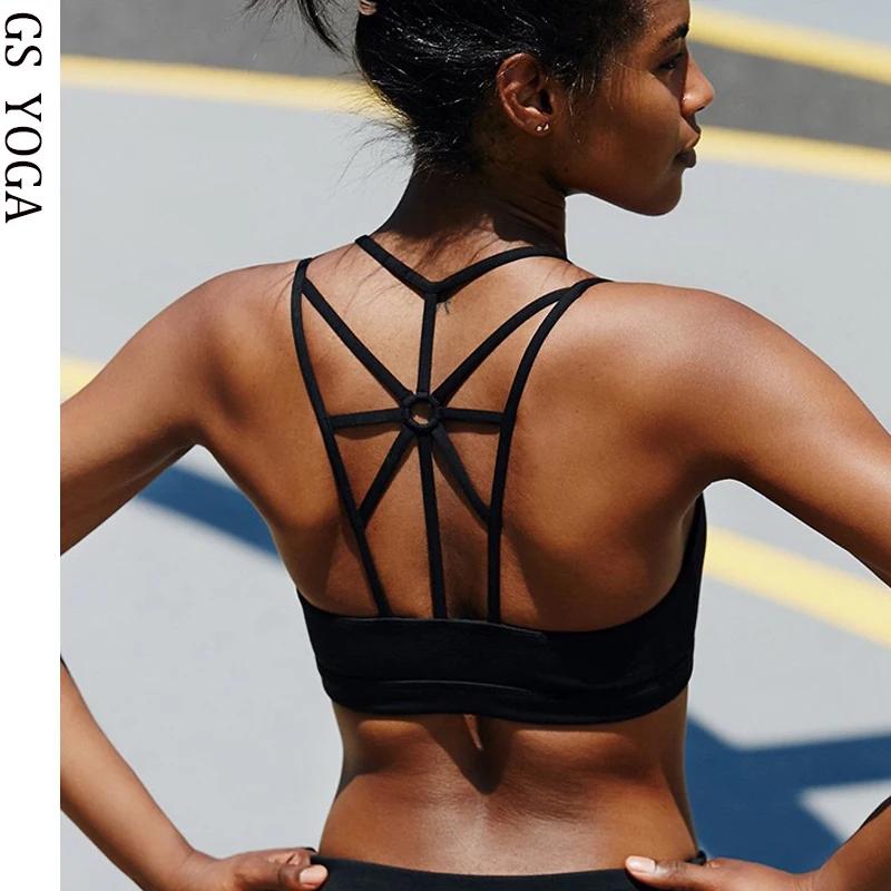 Women Push Up Sexy Sports Bra Cropped Crop Top Cross Wide Elastic Straps Fitness Yoga Bra Running Workout clothes G-331