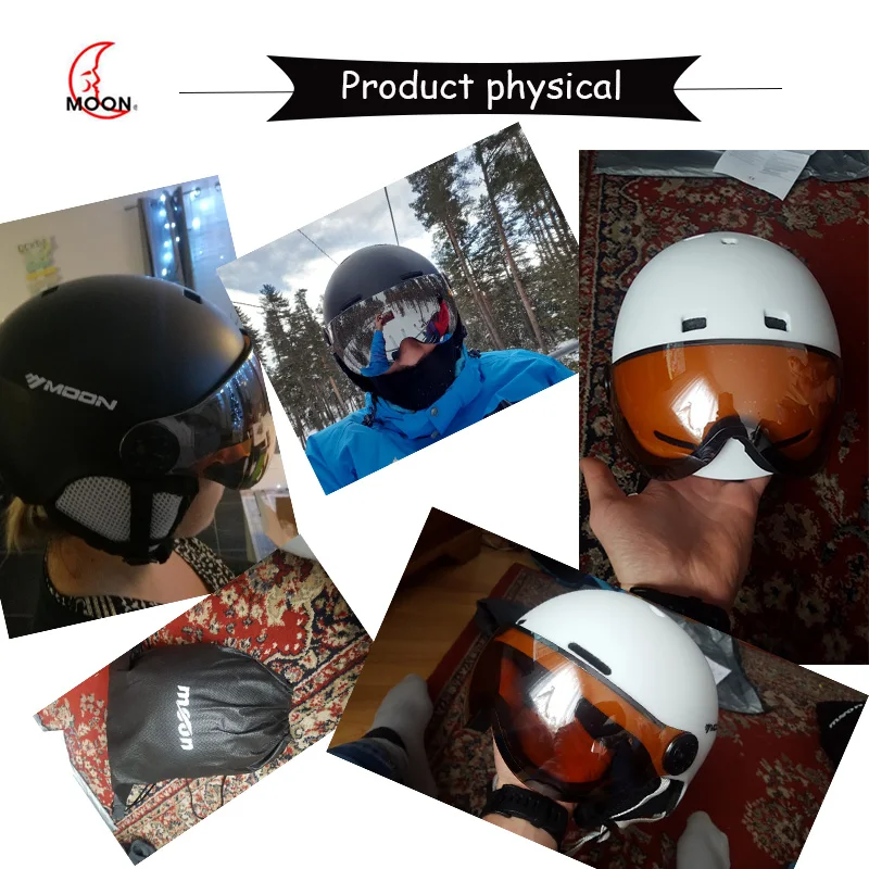 Шлем с козырьком для лунного катания на лыжах,, интегрированный, формирующий, для спорта на открытом воздухе, защитное оборудование с очками для зимнего катания на лыжах, шлем a39