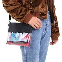 Прозрачная сумка-кошелек через плечо из ПВХ на молнии для спортзала, сумка-мессенджер, регулируемый плечевой ремень на запястье для работы, школы, спортивных игр
