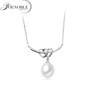 

Real Fashion Heart Pearl Pendant 925 Silver Pearl Jewelry,Natural Freshwater Pearl Pendant Choker Necklace White Gift 45cm