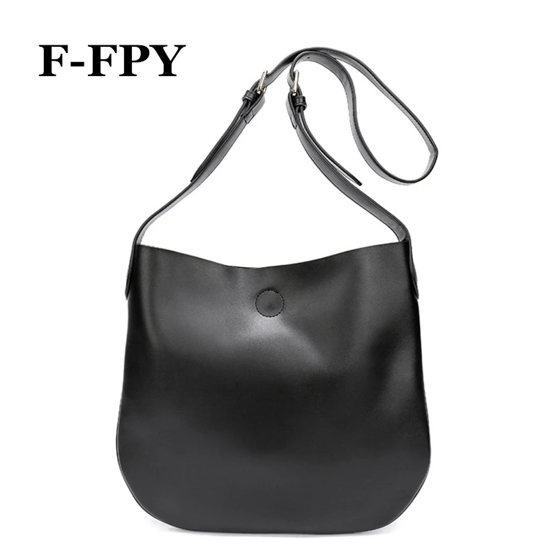

F-FPY Brand Design Women Bag 100% Real Cowhide Leather Female Shoulder Bag Large Capacity Ladies Casual Messenger Crossbody Bag