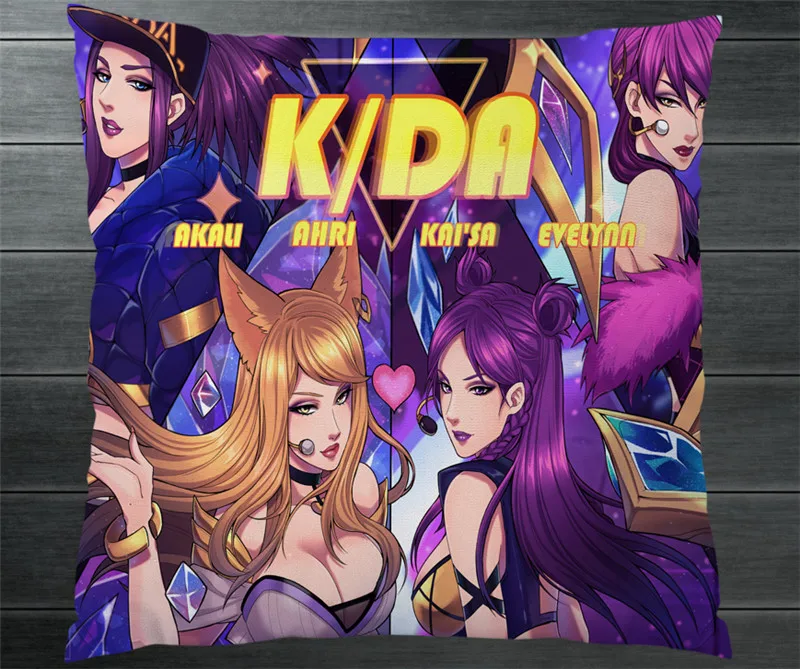 Kpop Band K/DA Kda Group Akali Assassin Sexy Fanart 40x40cm Pillowcase Pillow Case Cover Cosplay Manga Gift BED/SOFA/CAR Decor - Цвет: D