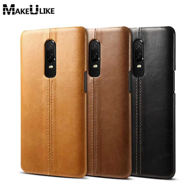 

MAKEULIKE Fitted Case For Oneplus 6 Cover Genuine Leather Matte Coque For Oneplus 6 Case hoesje Fundas