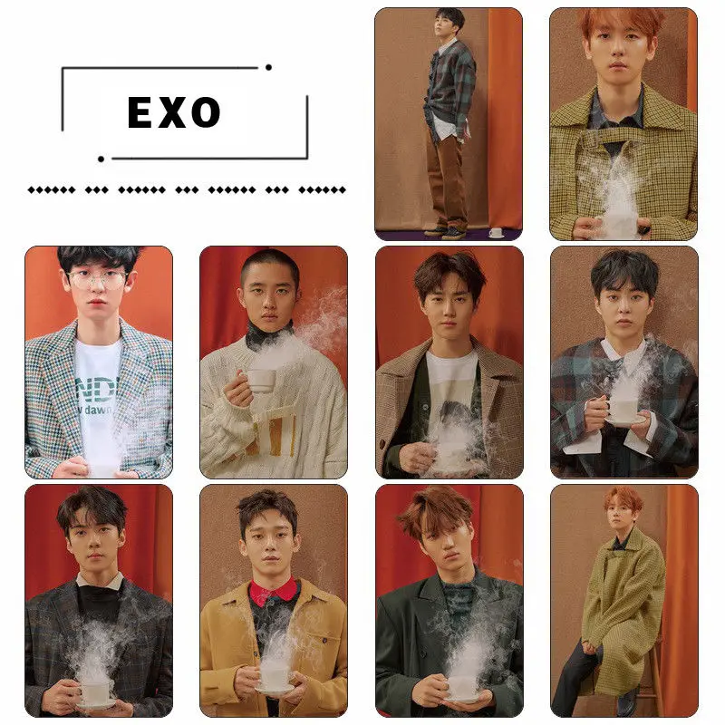 

KPOP EXO Universe Crystal Card Sticker Photo Cards XIUMIN CHANYEOL 10pcs/set