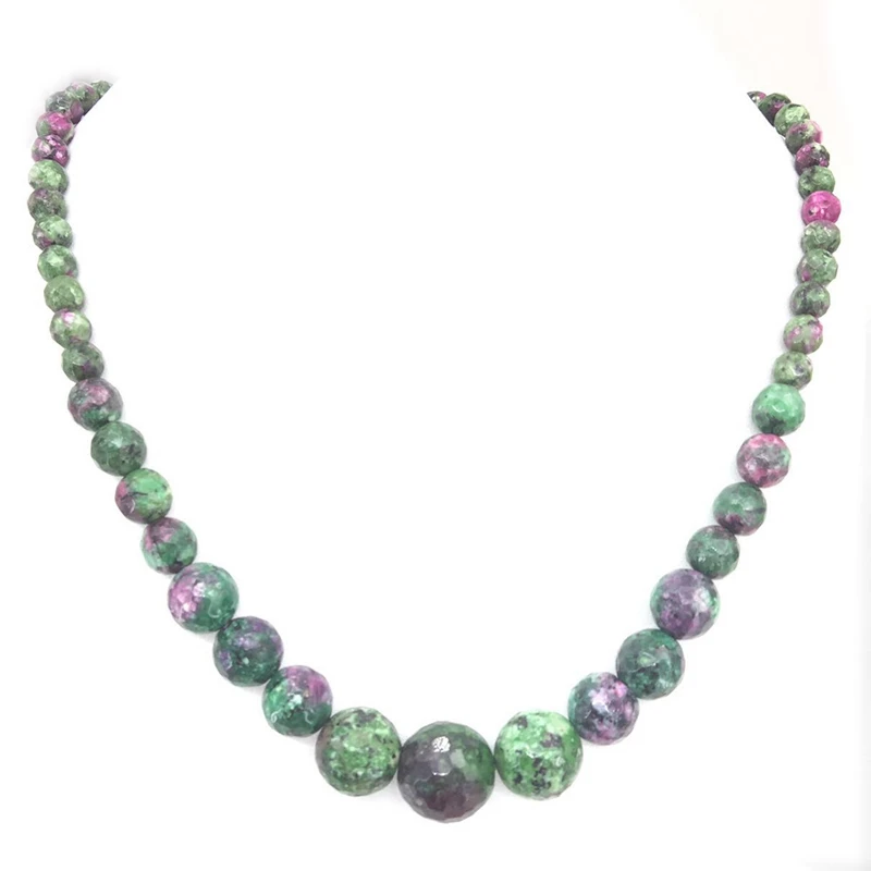 Rainbow Strand Stone Bead Necklace For Women Green &amp Red Faceted Round Beads 6-14mm Fashion Tower Chain Jewelry 15inch BV120 | Украшения