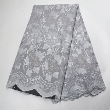 

2019 African lace fabric high quality African embroidery lace size 5 / piece Swiss veil lace 100% cotton party dress