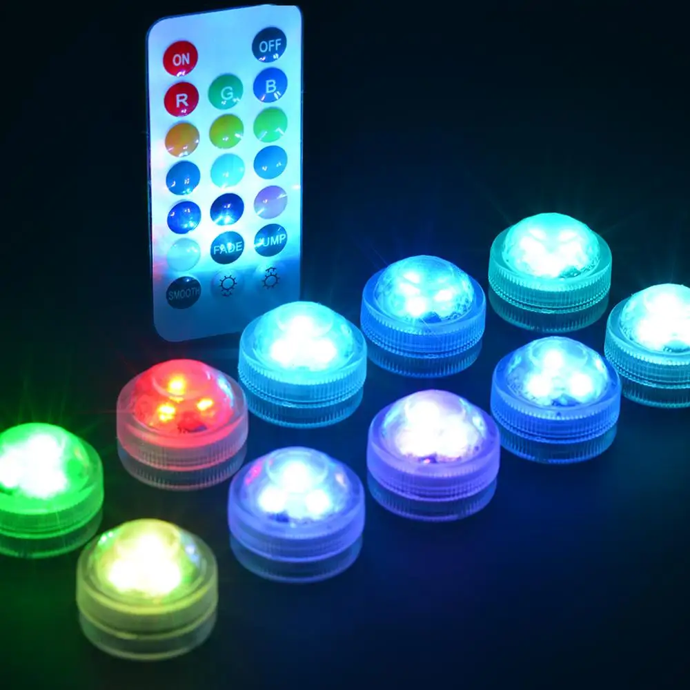 

12pcs/Lot LED Submersible Floralytes Floral Tea Light Candle w/Controller RGB Color-change Wedding Xmas