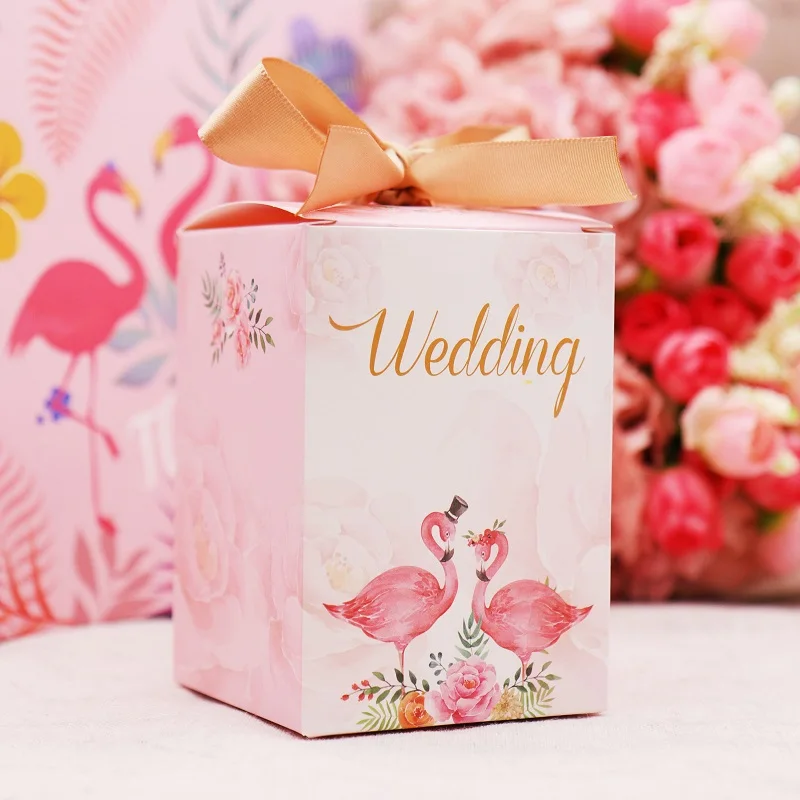 10 шт. большой и маленький подарок с Unicorn коробка конфет 7 видов стилей Фламинго тема День рождения ребенка душ свадебные подарочные коробки вечерние принадлежности - Цвет: Flamingo powder