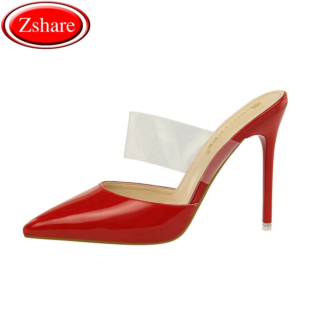 

Sexy Women High Heel Sandals 2019 Summer Fashion Pointed Shallow Ladies High-heeled Slippers Transparent Lace Party Women Pumps
