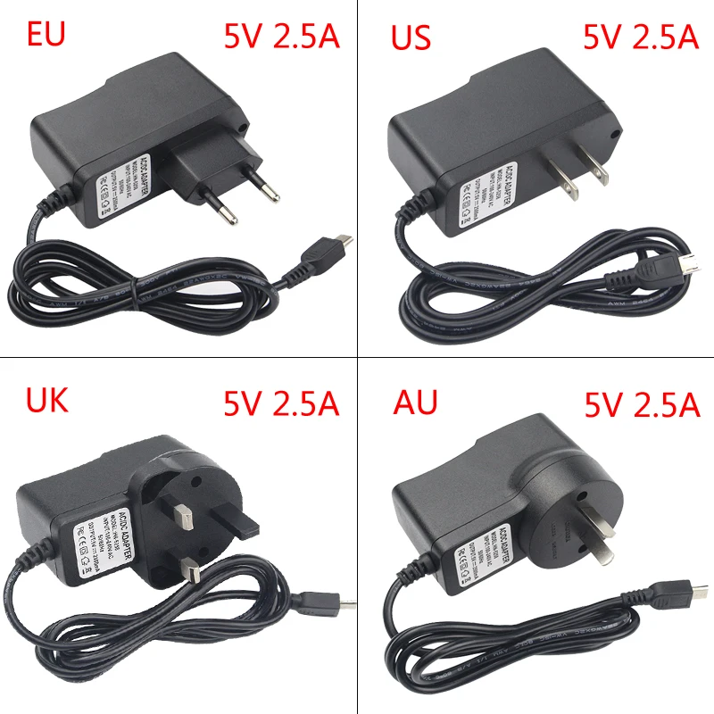 5V 2.5A Raspberry Pi 3 Power Adapter Micro Port Charger Supply Unit ...