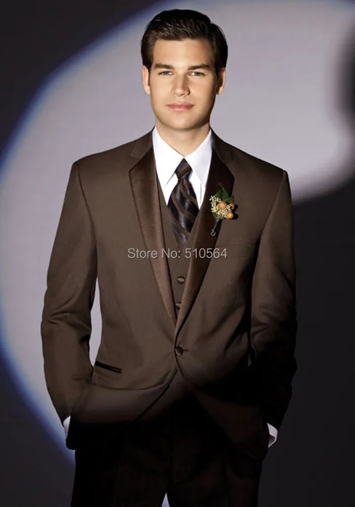 2014 free shoping Custom Made coffee color Tuxedos Best Man Suit Wedding Groomsman Suits (Jacket ...