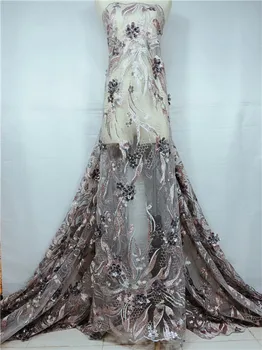

French net lace fabric 2017 latest african guipure lace fabric with beads embroidery mesh tulle white cord lace fabric