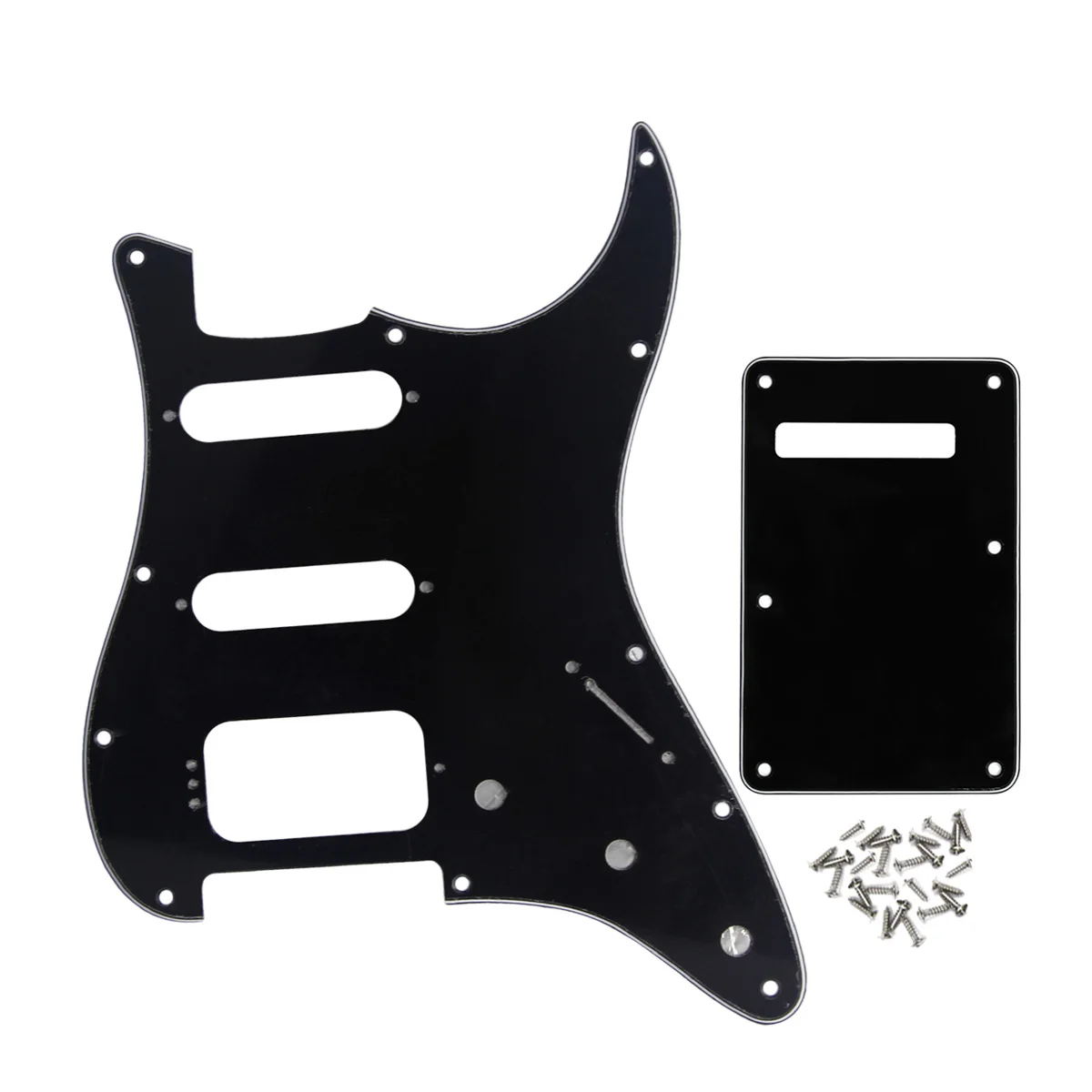 

FLEOR Set of Strat SSH Electric Guitar Pickguard HSS Scratch Plate & Back Plate & Screws Guitar Accessories,11 Colors Optional