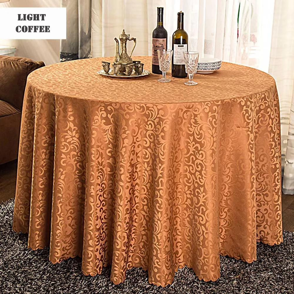  Multi Size Wedding Party Jacquard Polyester Fabric Solid Round Table Cloth Hotel Rectangular Tablec