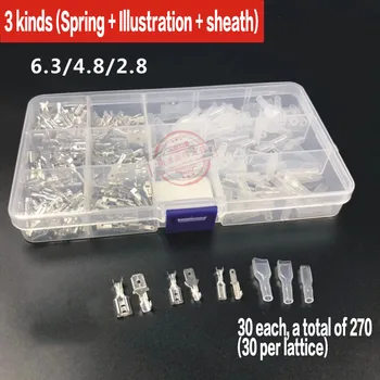

270pcs/pack 6.3 /4.8 /2.8 Plug spring + insert + sheath 30sets each Crimping Terminal Butt Connector