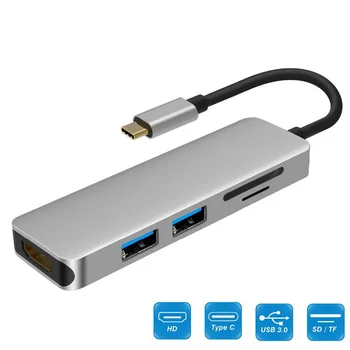 

Thunderbolt 3 hub usbc Dock USB Type C to HDMI USB3.0 cable TF SD Card 5IN1 Adapter Splitter for Macbook Pro 2017 Dell XPS 13