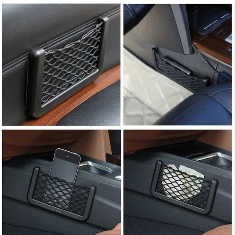 

DIDIHOU Car Seat Back Pouch Net Phone Storage Organizer Bag Car Decoration Trunk Seat Elastic String Net Mesh Storage Bag Pocket