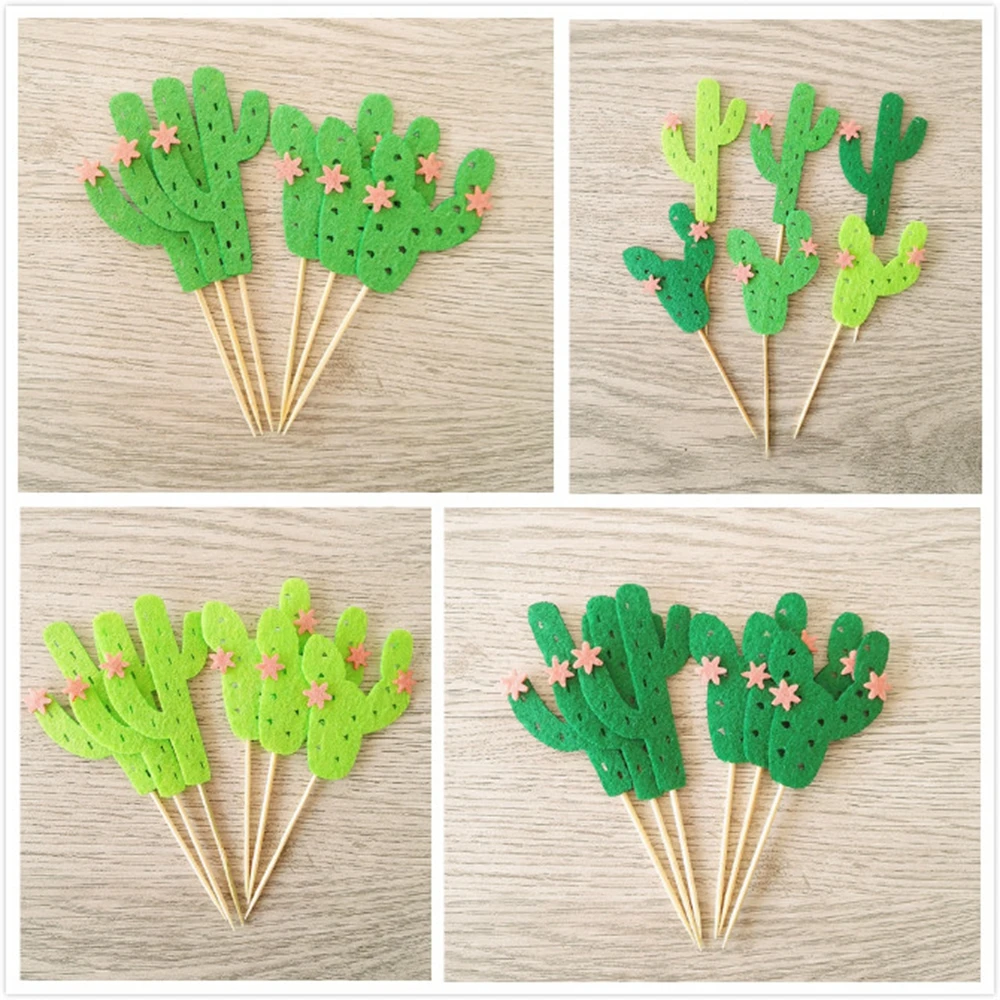 

6 pcs/lot Cactus Personalized Cake Topper Kit Cake Flags Wedding Birthday Cupcake Party Decorations Baby Shower Party Supplies