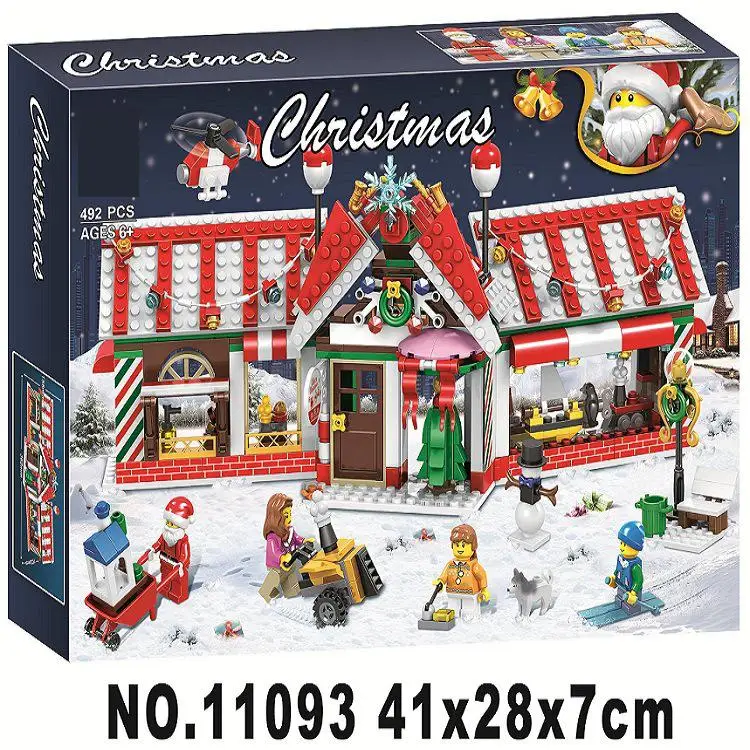 

New Christmas House Advent Calendar Santa Claus Snow Truck Figures Building Blocks Model Toys Compatible legoings Best Gifts