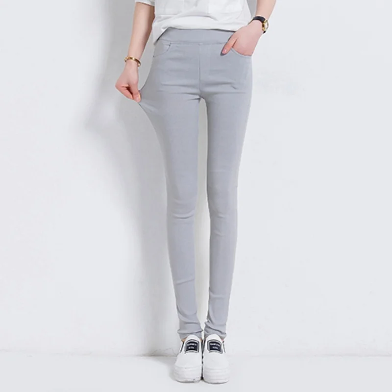 

Ladies Elastic Leggings Long Pants Candy Solid Women Casual Solid Bodycon High Waist Pencil Leggings Clothing Clothes
