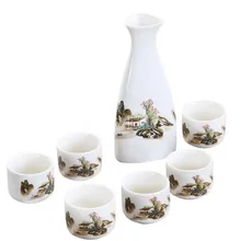 7 unids/set de cerámica, Set de Sake japonés, jarra de licor con forma de jarra, taza de cocina para el hogar, vasos de bebida de estilo clásico, frascos de cadera, regalos creativos