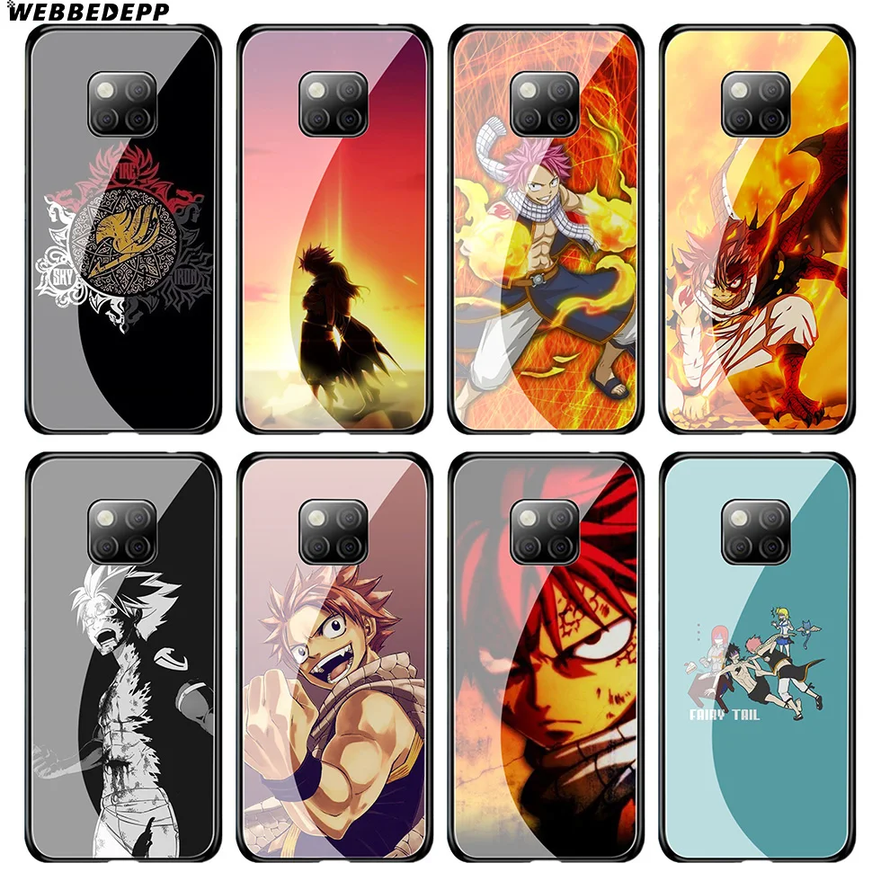 WEBBEDEPP Fairy Tail Anime Tempered Glass Case for Huawei Mate 20 P20 P10 P Smart 2019 2018 &amp Honor 10 9 8X 7A Lite Pro |