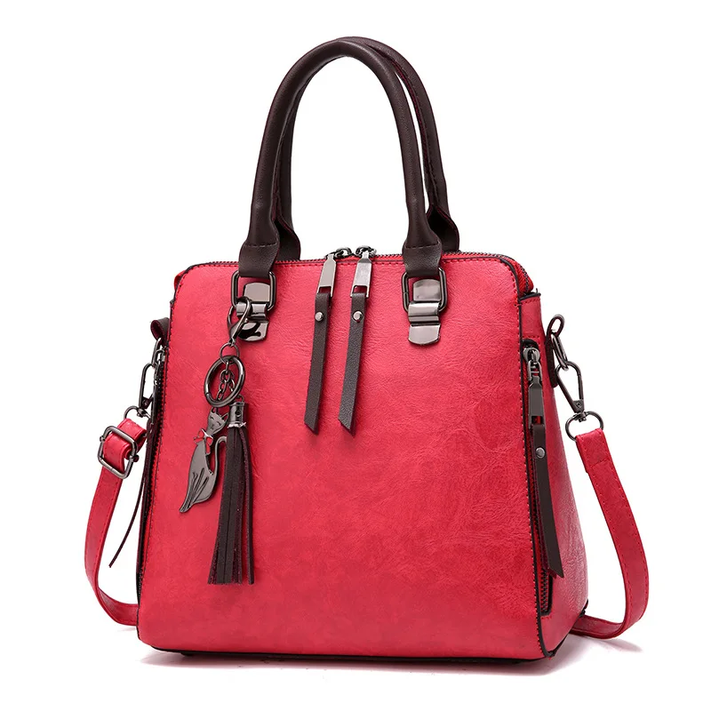 

BERAGHINI Women Handbags Top-Handle Shoulder Bag Fashion Messenger Bag 2018 Cat PU Leather Ladies Famous Brands Black Tote New