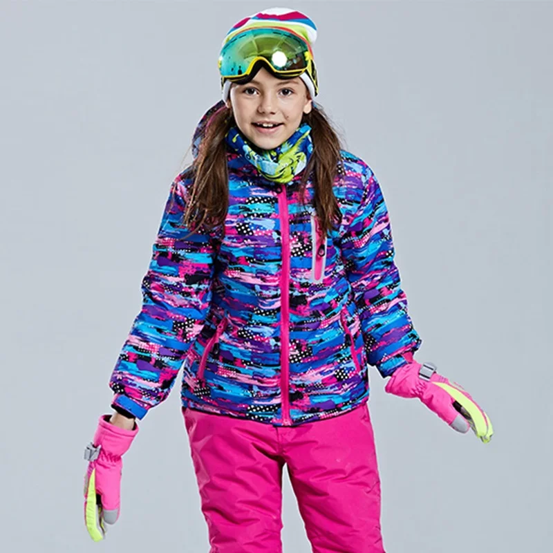 Детская профессиональная зимняя Лыжная куртка, водонепроницаемая теплая куртка для походов и походов, куртка с капюшоном для мальчиков и девочек, лыжная куртка для сноубординга - Цвет: HX-23