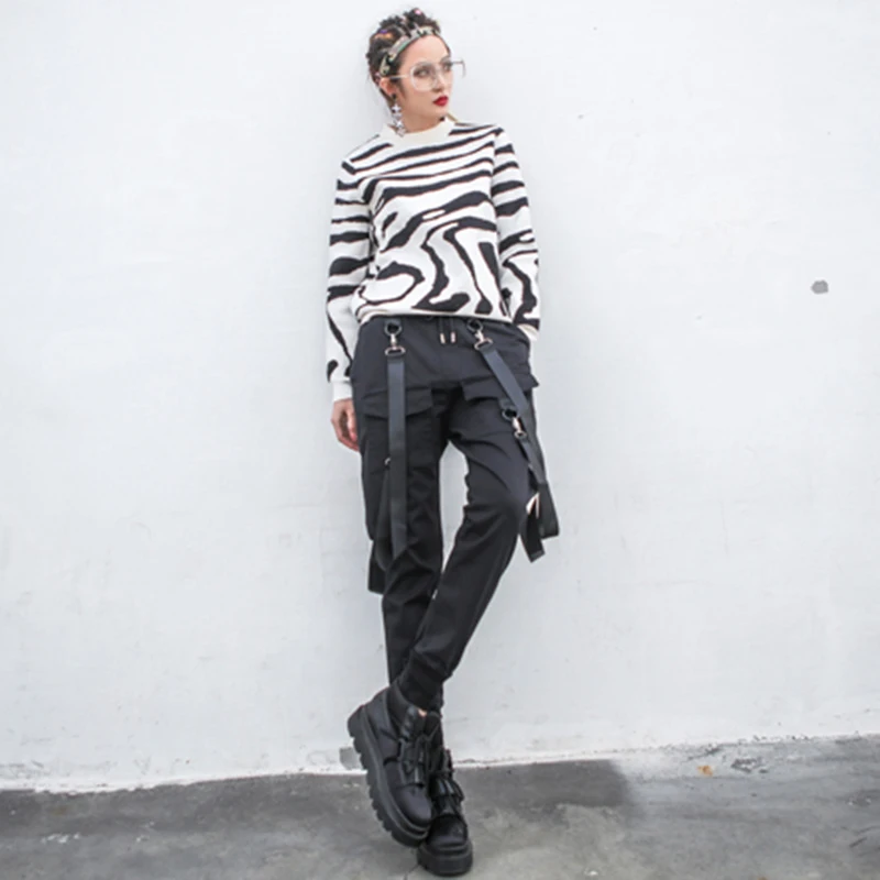 Farol De Hasta 2018 Harajuku Negro Grande Patchwork Bolsillo Talla Ropa Encaje Mujer Primavera Ribbontrouser Pantalones Para 87gqwxYnF