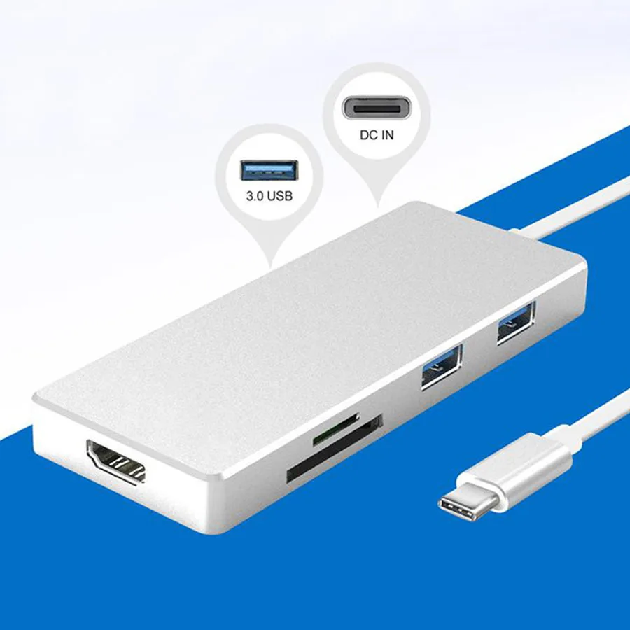 Тип usb-C ЗУ HDMI USB3.0 концентратор SD карты памяти TF (Micro SD) кард-ридер USB-C 4 k * 2 k HDMI конвертер для MacBook Air Pro Chromebook Тип ноутбук тип-c