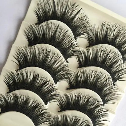 

5 Pairs Long Thick Eye Lashes Extension Cross Makeup Tool False Fake Eyelashes