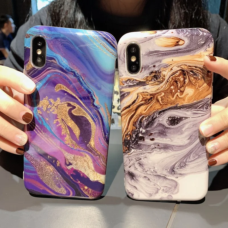 Цветной Художественный окрашенный чехол для телефона iPhone X XS Max XR Чехол под мрамор