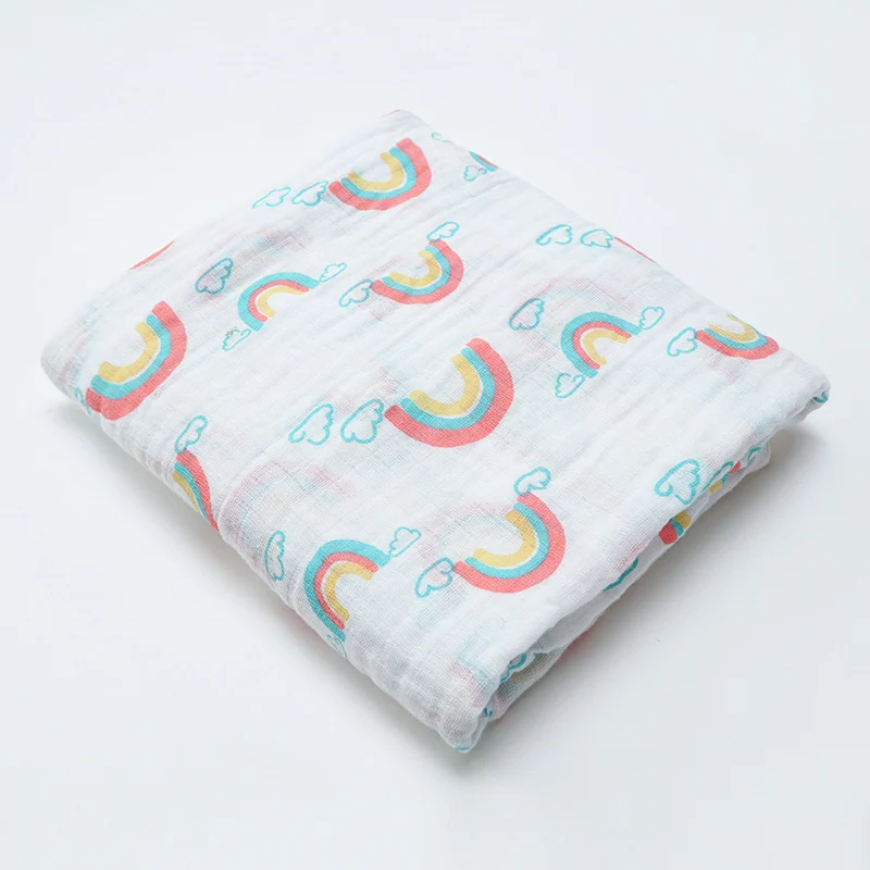 Muslinlife 1 шт. Муслин хлопок детские пеленки мягкие одеяла для новорожденных Ванна Марля младенческой спальные принадлежности коляска, 120*120 см - Цвет: rainbow