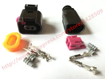 

10 Set 2 Pin 1J0973802 1J0973702 Female Male 1.5mm Auto Temp Sensor Plug Deflation Valve Plug Waterproof Connector For VW