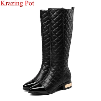 

2020 superstar big size thick heel high quality women Knee-High boots zipper keep warm winter shoes elegant thigh high boots L22