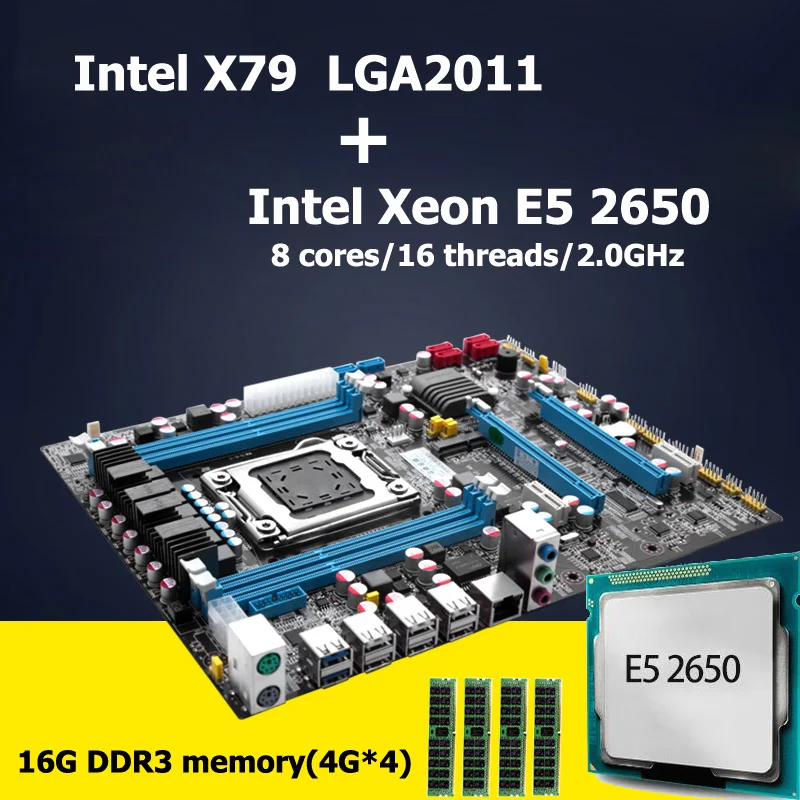Prix pour HUANAN carte mère CPU combos révision 2.47 Intel X79 LGA 2011 carte mère avec CPU Xeon E5 2650 (4*4G) 16G DDR3 RECC mémoire Prix pour HUANAN carte mère CPU combos révision 2.47 Intel X79 LGA 2011 carte mère avec CPU Xeon E5 2650 (4*4G) 16G DDR3 RECC mémoire