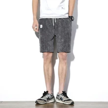 5XL Лето Для мужчин шорты качество вельвет Повседневное пляжные шорты Для мужчин s Plus Размеры твердые середины талии бермуды Masculina черный/ серый/Темно-синие