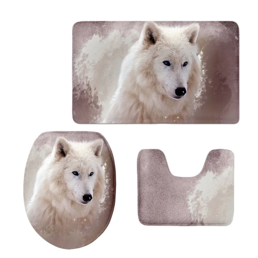 Bath Protector Flannel Mats Pedestal Set Toilet NonSlip Carpet Rug Cover 11 |
