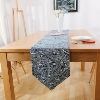 

Luxury European Style Waves Table Runner Linen cotton Table Flag Simple Tea Table Cloth TV Cabinet Decorative Bed Flag