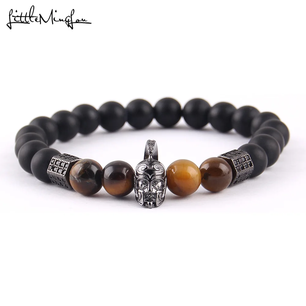 WML CZ Rhombic column charm Luxury Men Bracelet 8MM Stone Beads Rome helmet bracelet &amp bangles For women Jewelry | Украшения и