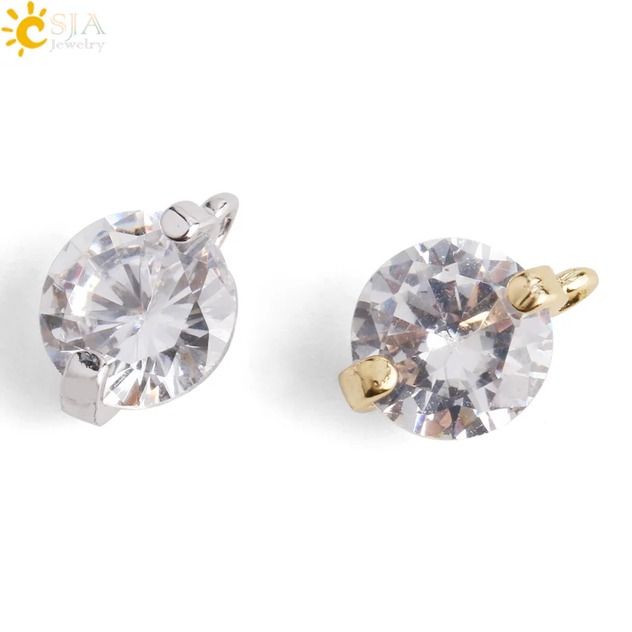 

CSJA Cubic Zirconia Beads & Jewelry Making Gold Silver Charms Pendant Crystal Spacer Loose Bead Jewelry Findings Components S451
