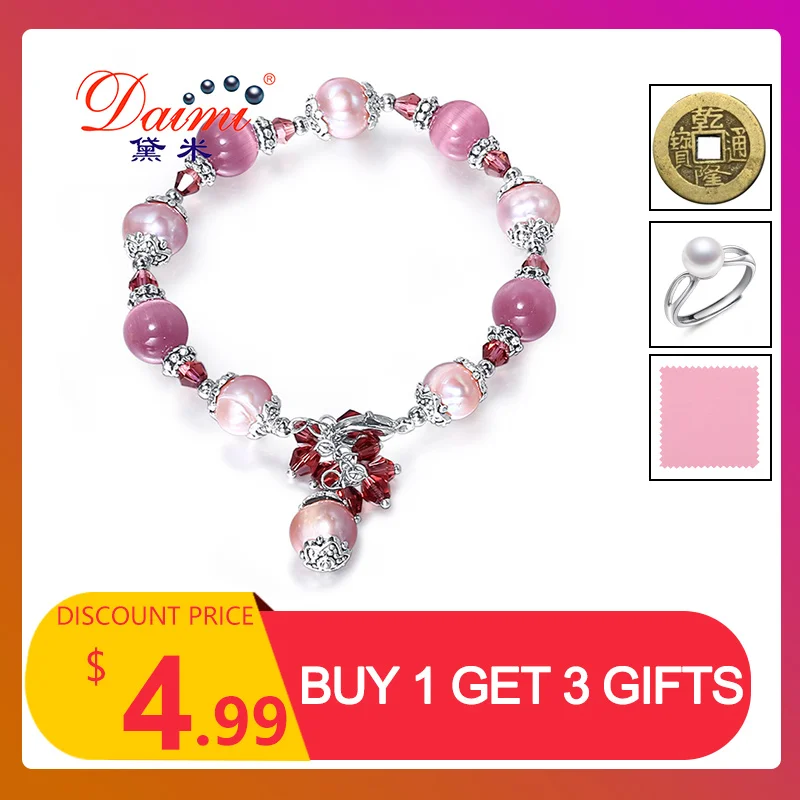 

DMBFP102 9-10MM Pearl Bracelet Cats Eyes Stone Natrual Pearl For W