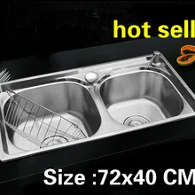 Квартира vogue кухня двойной паз Раковина Малый сделать блюда 304 нержавеющая сталь Лидер продаж 72x40 см