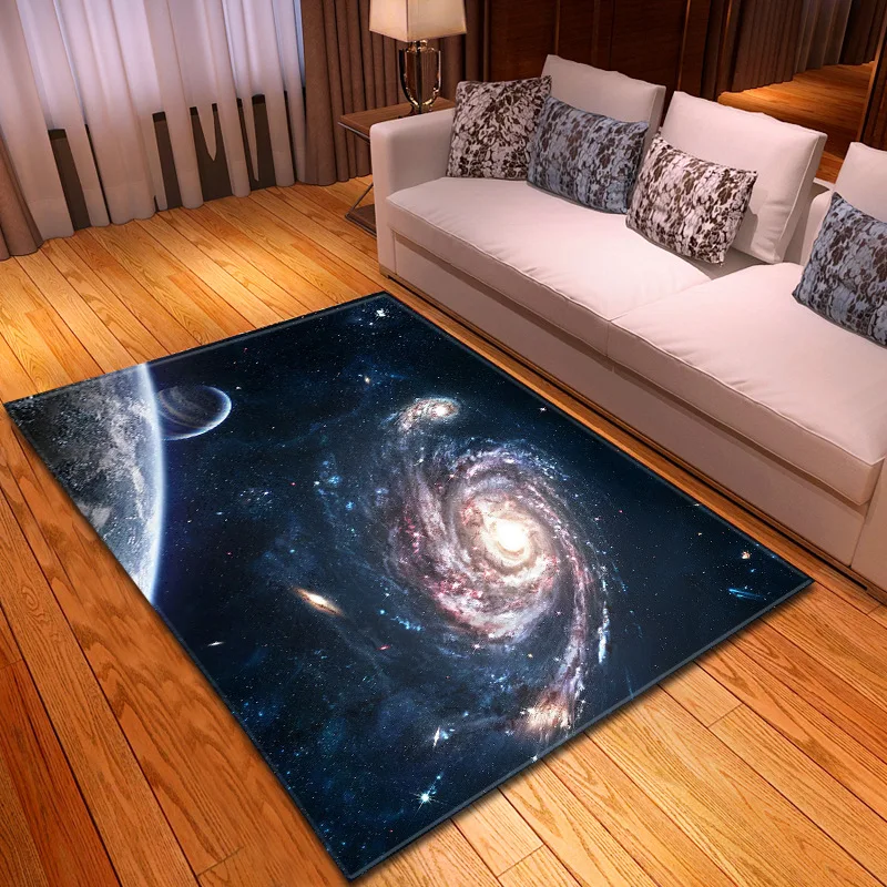 

3D Space Starry Sky Printed Carpet for Livingroom Bedroom Area Rug Large Carpet Anti-slip Floormat Modern Blanket Home Decor