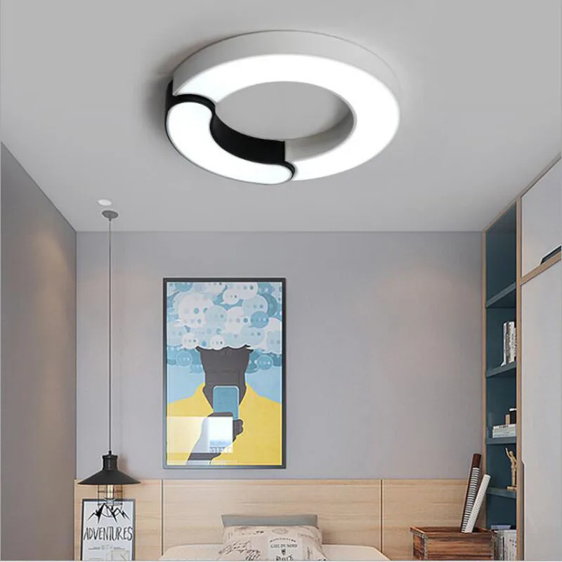 

L Creative ceiling lamp simple modern atmosphere home led living room room bedroom warm study black and white lamps led